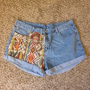 Tribal Embroidery Plus Size Shorts
